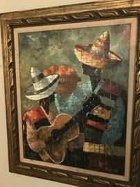 Mid Century Modern Oil Painting by well listed artist Carlos Berte