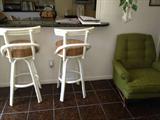 Rattan bar stools and cool mid century chair