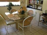 Square glass top table and 4 or 6? chairs