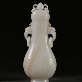 5223821: Chinese White Jade Covered Vase