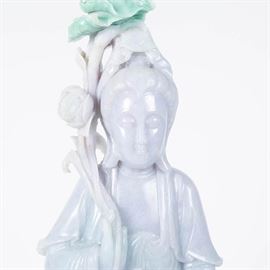 5223742: Large Chinese Carved Jadeite Figure of Guanyin