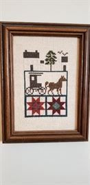Amish Cross Stitch Framed piece
