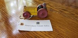 Old wooden toy tractor