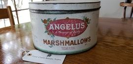 Vintage Angelus Marshmallow Tin* Cracker Jack Co. 5 lb - good condition
