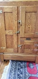 Icebox Ash 7 Oak Ranney Refrigerator from Michigan, ca 1900, 31" x18" x44" Tall