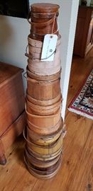 6 graduated sizes primitive Firkins, will be sold individually