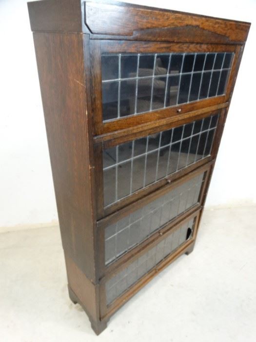 Antique Lawyers Bookcase with Clear Leaded Glass