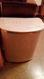pink mid century hamper