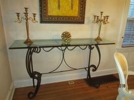 Iron and glass sofa table