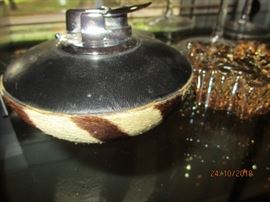 Zebra covered Ronson table lighter