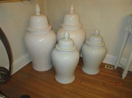 Large porcelain ginger jars with lids