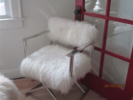Chrome and furry chair