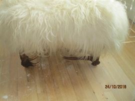 Chrome and furry foot stool