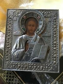 Jeweled Russian icon circa. 1873. Very rare. St. Nicholas