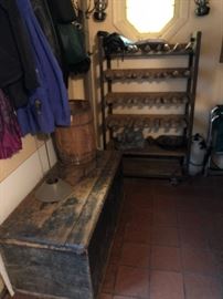Old Blanket Chest, Primitive Cobbler's Shoe Drying Rack / Industrial Rack