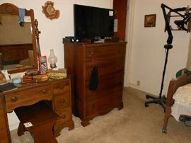  TV, high boy, dressing table, portable lamp, 