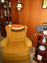 vintage swag lamp, rocker,