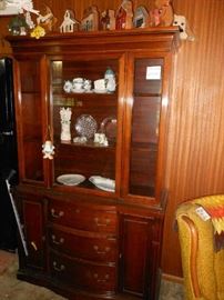 china hutch, collectables, wood cut out houses