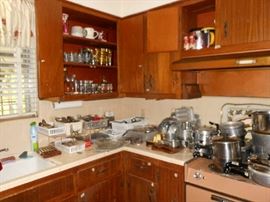 glasses, pots and pans, flatware, utensils, etc.