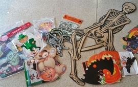 Great paper decorations for Halloween and other holidays. Vintage. Not pictured: a collection of New Years Eve hats!
