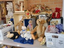 So. Many. Steiff. Teddy bears! Boxed and not, but all tagged. Antique bears are shown in separate pictures.