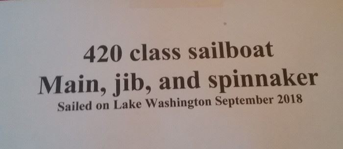 420 class sailboat, Main, jib, and spinnaker