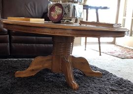 Pedestal Oak Coffee Table 