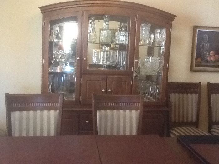 Dining room set with 10 chairs.