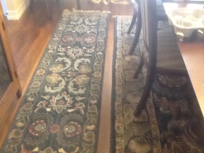 14 foot Runner with pad, 12 X 8 matching Rug with pad.