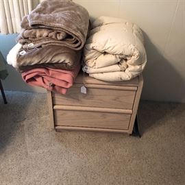 Blankets  small 2 drawer table