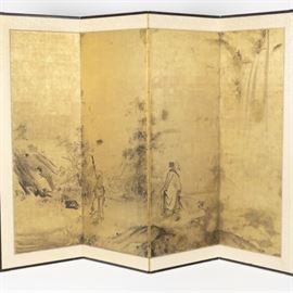 Japanese two panel folding screen