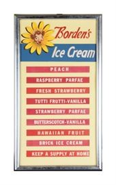 Bordens ice cream menu board
