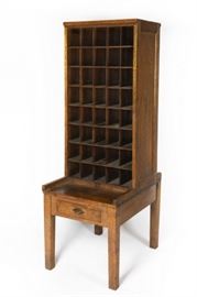 Arts Crafts oak mail sorting cabinet