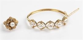 collection of two diamond, pearl jewelry items