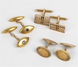 collection of yellow gold cufflinks