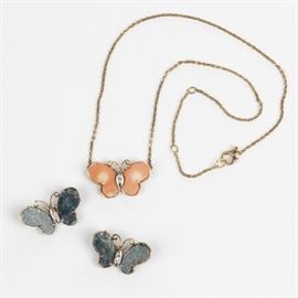 coral, opal, 14k butterflies