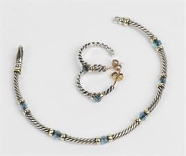 David Yurman blue topaz, 14k, silver suite