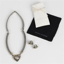 David Yurman diamond, 18k, silver heart suite