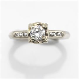 diamond, 14k white gold ring