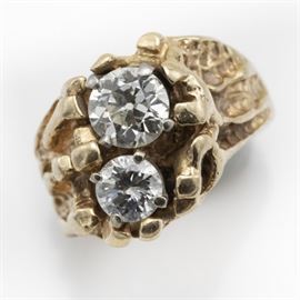 diamond, 14k yellow gold ring