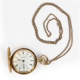 Illinois 14k pocket watch with chain