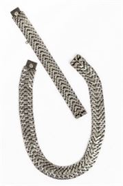 Mexican silver necklace and bracelet set