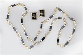 ollection of onyx, 14k necklace and earrings