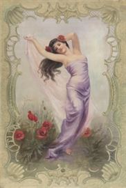 Victorian painted canvas of a beauty