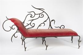 Contemporary wrought iron chaise lounge
