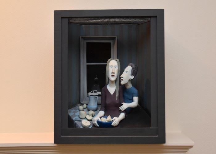 $2,900 - "Mother & Son" - 3D Art Sculpture /Shadow Box by Kevin Hanna (Approx. 11.5" L x 14" H x 7.75" D)