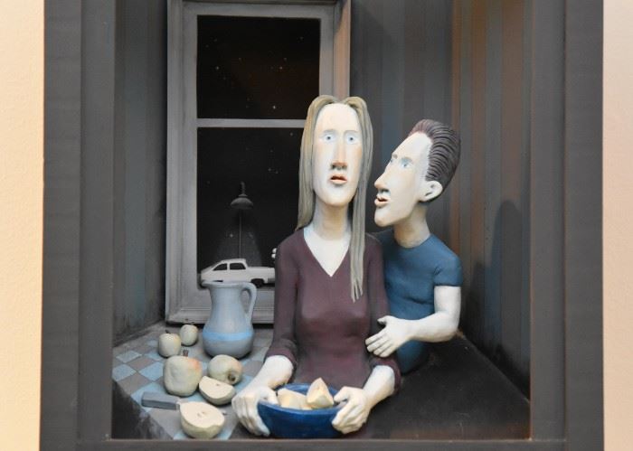 $2,900 - "Mother & Son" - 3D Art Sculpture /Shadow Box by Kevin Hanna (Approx. 11.5" L x 14" H x 7.75" D)