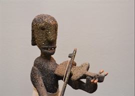 $200 - "Violin and Diaper" Art Sculpture by Tarajumara Indians (Approx. 17" H)