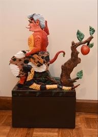 $600 - "Nero" Art Sculpture by Joann Meshen (Approx. 16" L x 9" W x 21" H not including base)