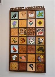 $425 - "Fruitbelt Woodcarvers" Wood Carved Tile Wall Art (Approx. 25" W x 45" H)